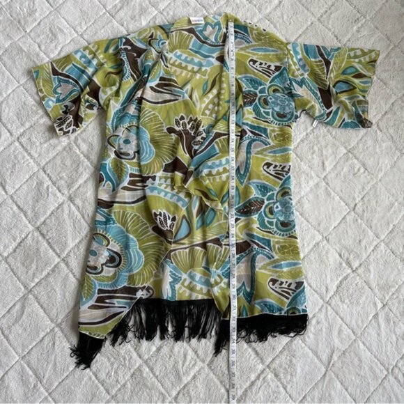 LulaRoe | Green & Brown Floral Tropical Monroe kimono | Size Small - Picture 7 of 7
